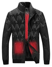 Load image into Gallery viewer, Boys Heated Stamp Quilt Light Jacket with USB Rechargeable Battery Pack Included Black