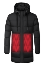 Load image into Gallery viewer, Heated Puff Long Coat with Rechargeable Battery Pack for Boys and Girls - Heating Outdoor Electric Jacket with Hood