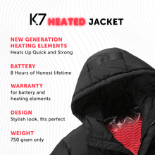 Load image into Gallery viewer, Heated Puff Long Coat with Rechargeable Battery Pack for Boys and Girls - Heating Outdoor Electric Jacket with Hood