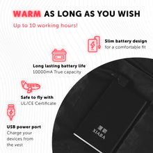 Load image into Gallery viewer, Heated Vest for Teenagers Black - Lightweight Electric Heating 7v Smart Warming Vest - Rechargeable Battery Pack Included