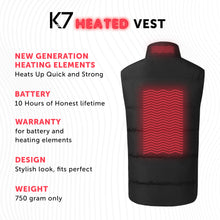 Load image into Gallery viewer, Heated Vest for Teenagers Black - Lightweight Electric Heating 7v Smart Warming Vest - Rechargeable Battery Pack Included